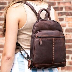 Jack Georges Voyager Small Convertible‎ Backpack Brown Buffalo Leather MSRP $240